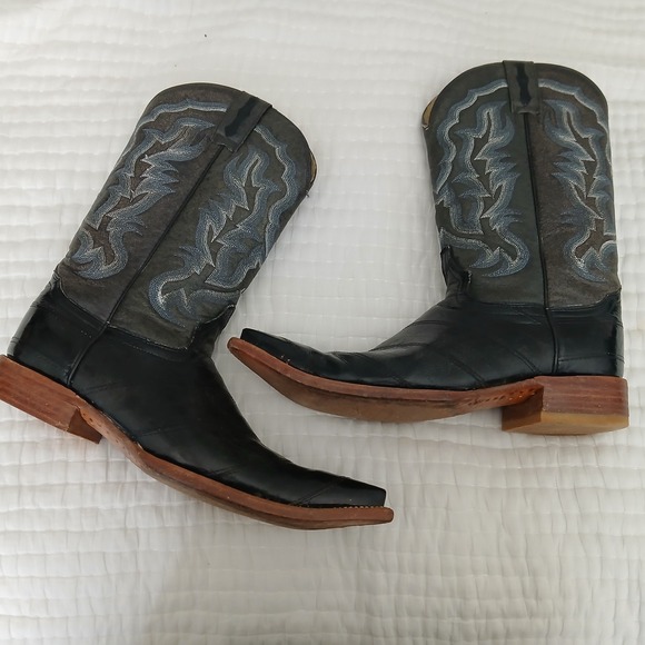 EL General 1901 Men's Exotic Made in Mexico Black‎ Leather Western Boots Sz 9.5 - Picture 1 of 13